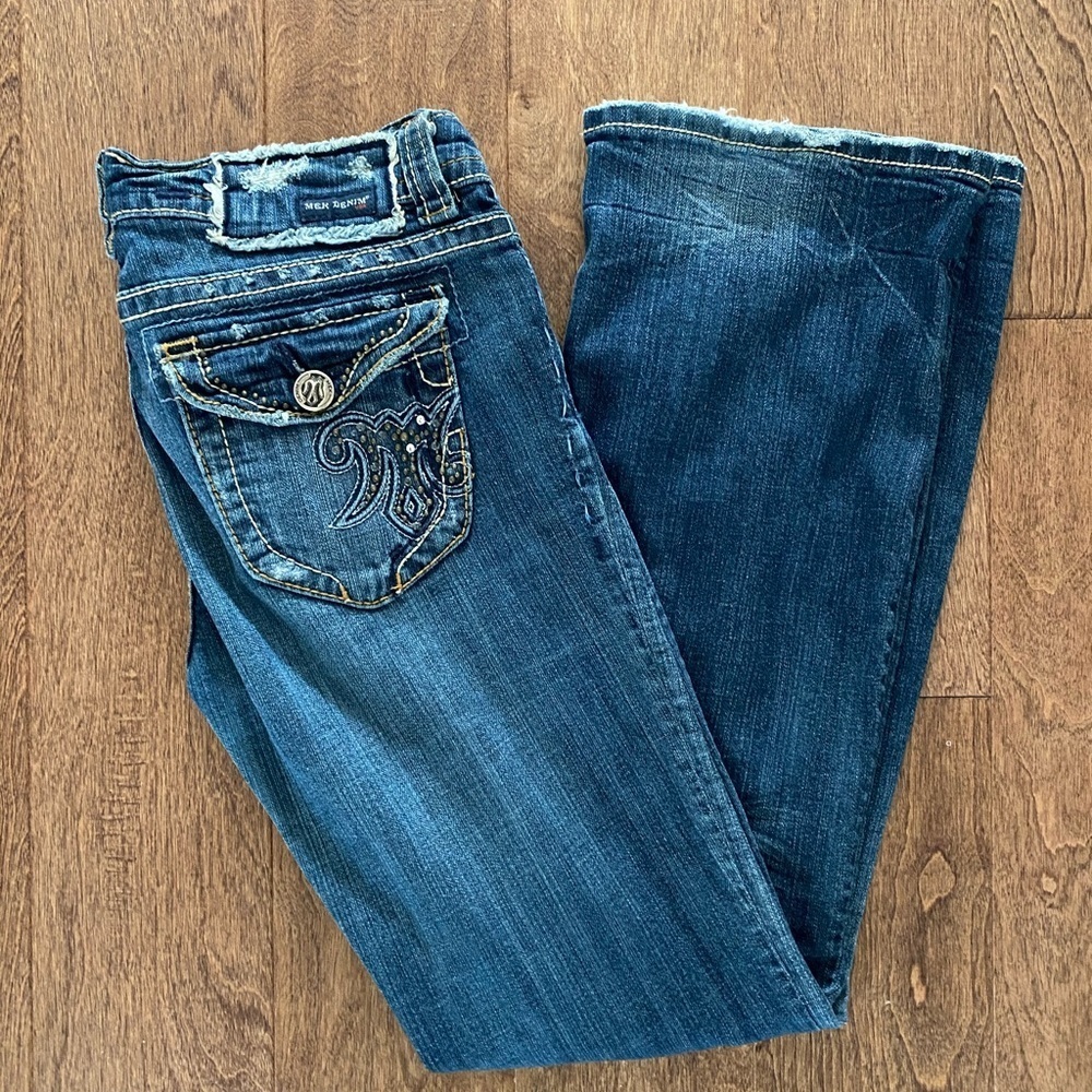 MEK Denim Huntington Bootcut Jeans Size 28x32 Dark Wash Premium Denim